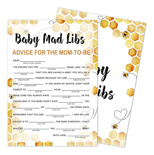 Yuansail Baby Mad Libs, Juego De Baby Shower, Suministros Pa