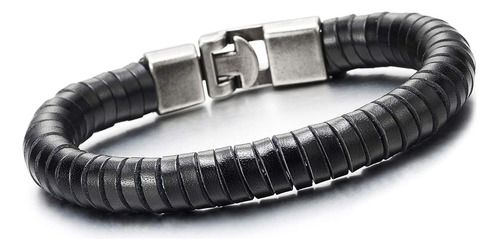 Brazalete De Cuero Trenzado Negro  Nico Para Hombres Y Mujer