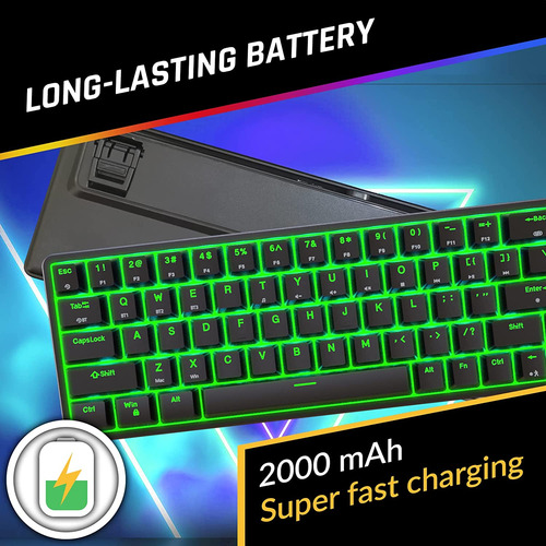 Teclado Klim, Gamer/blanco/bluetooth/rgb