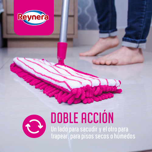Sacudidor Plano Microfibra Doble Accion Para Pisos Secos y Humedos 6 Piezas B2B - Reynera