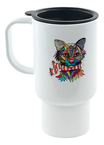 Jarro Termico Gato Con Bufanda Pop Art