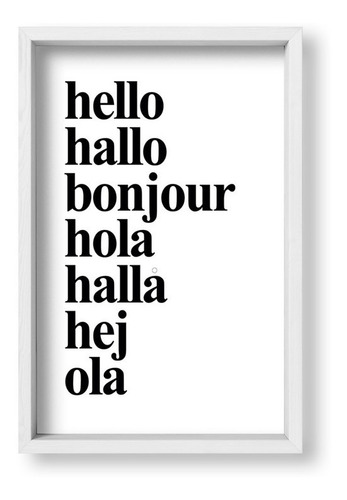 Cuadros Modernos 20x30 Box Blanco Idiomas Del Hello