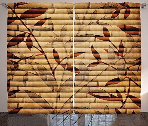 Cortinas Ambesonne Beige, Fondo De Tallos De Bambú Con Esta