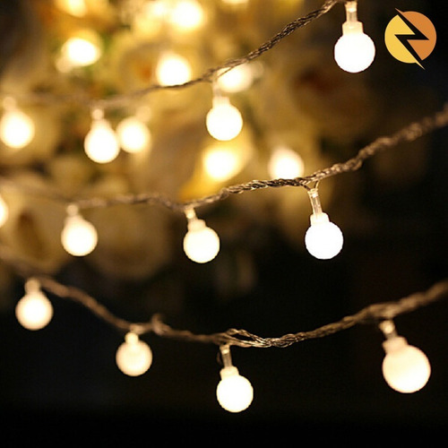 Guirnalda Led 5mts Bolitas Exterior Calida C/ Enchufe