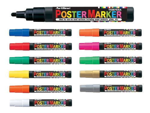 12 Marcadores Pintura Acrílica Posca/artline Póster Marker
