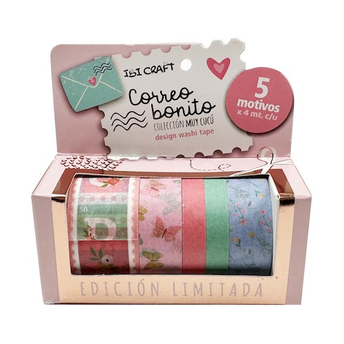 Cinta Adhesiva Decorativa Washi Tape Correo Bonito 5 Rollos