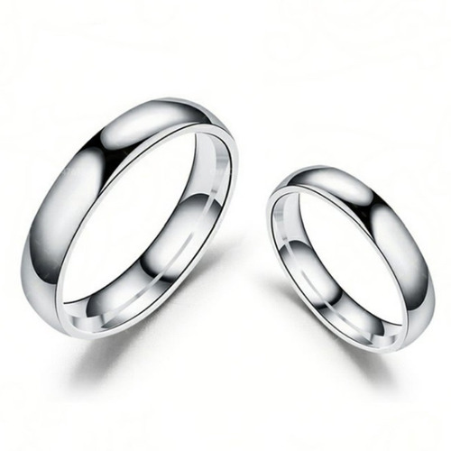 2 Anillos Pareja Acero Inoxidable Liso Plateado Amor Respeto