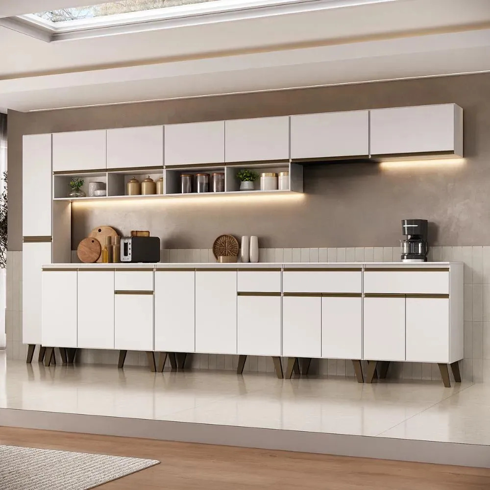 Armário De Cozinha Completa Atlanta Ridge Carraro Branco Branco
