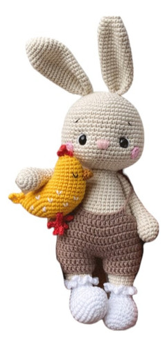 Patrón Para Tejer Conejito Con Pollito Amigurumi
