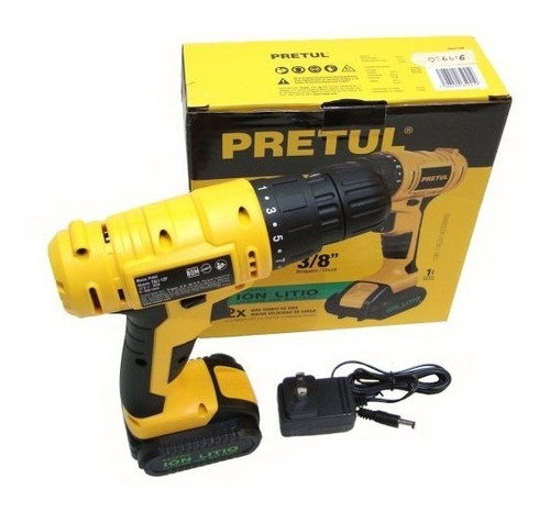 Taladro Inalambrico Y Destornillador 12v 3/8 Pretul 29975 Color Amarillo Frecuencia 60 Hz 127V