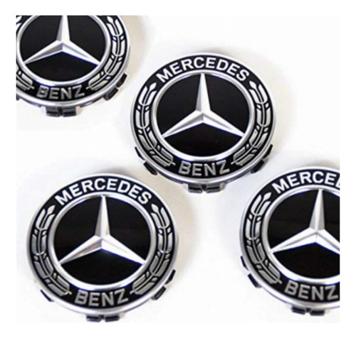 Tapa Centro Rin Mercedes Benz Laurel 75mm Negro X4
