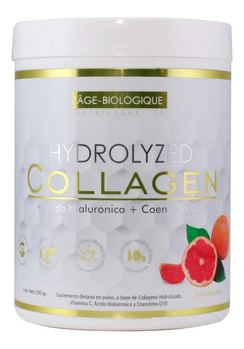 Imagen 4 de 4 de Suplemento En Polvo Age Biologique Hydrolyzed Collagen Colágeno Sabor Pomelo En Pote De 200g