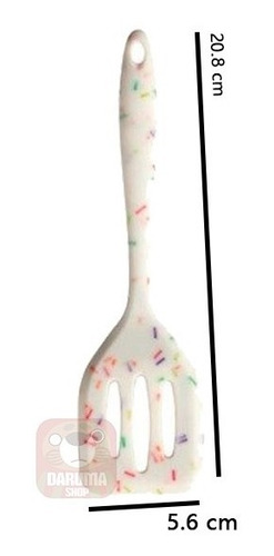 Imagen 2 de 6 de Espatula Acanalada Silicona Linea Confeti Reposteria Cocina