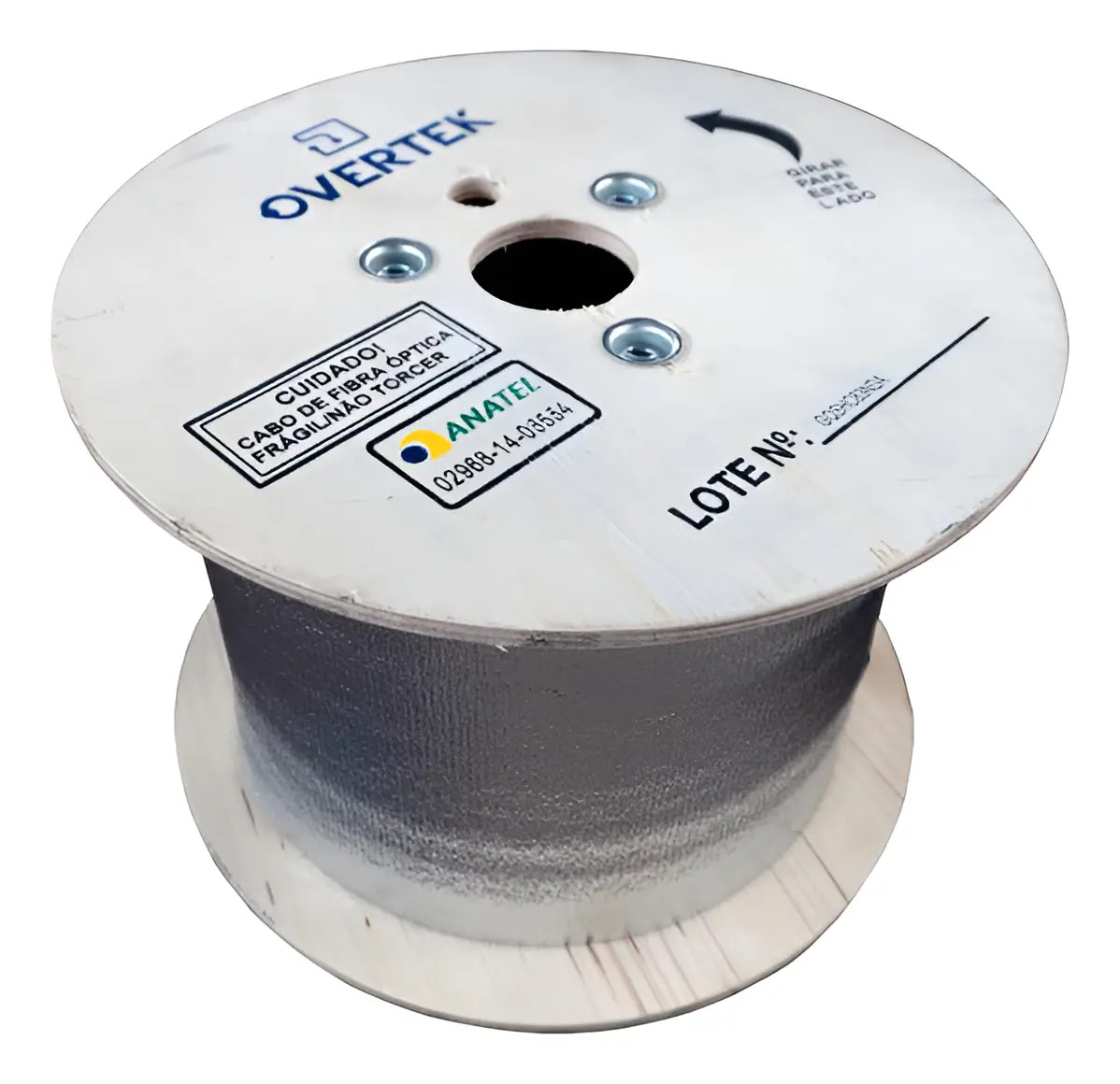 Cabo Fibra Óptica Drop Flat 4FO Overtek G657A 1km (1000m) FTTH Homologado