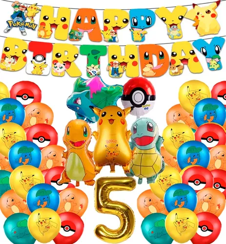 Globos Pokemon Pikachu Fiesta De Cumpleaños 5-6-7-8 (47pzs)