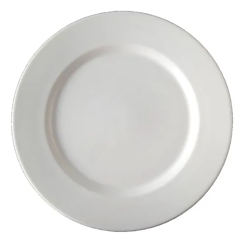 Plato Gourmet Ceramica Santa Anita 26 Cm Blanco/gris 12 Pzs. Color Blanco