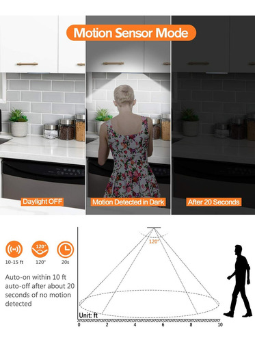 Luz Led Recargable 20cm Con Sensor Armario, Cocina, Escalera