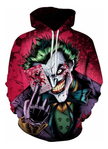 Sudadera Con Capucha Casual Joker Poker Impresión Digital 3