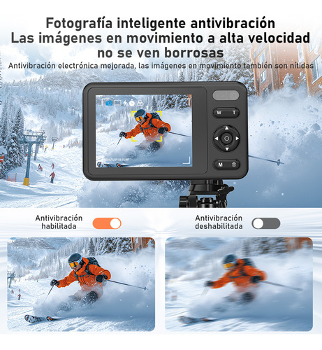 Cámara Digital 4k Cámara Vlog Videocámara Webcam Filtros Principiantes 16x Zoom Con Tarjeta Micro Sd de 32GB, 2 Pilas