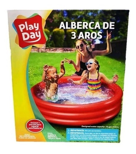 Imagen 9 de 9 de Alberca Inflable 3 Aros Play Day 1.65m X 30cm Niños Piscina Color Rosa