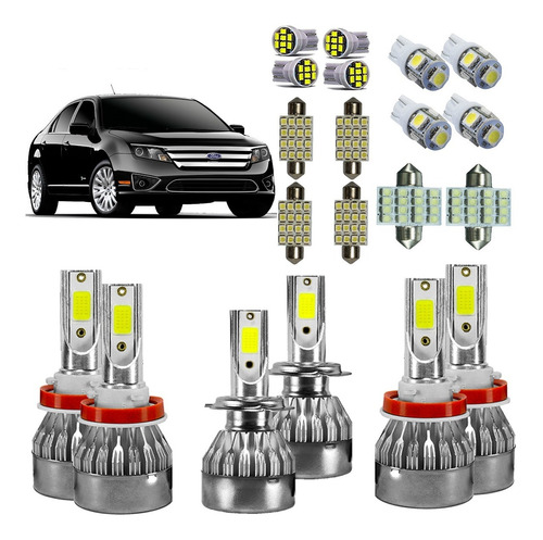 Kit Lampada Super Led Fusion 2010 Á 2013 Farol E Milha + Led