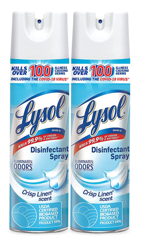 Lysol - Espray Desinfectante, Lino Crujiente, 19 Oz. (paquet