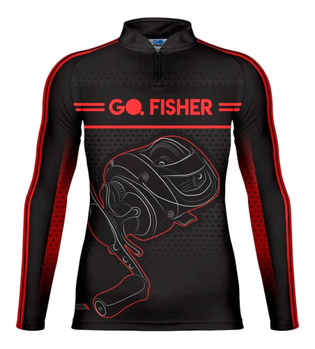 Camiseta De Pesca Go Fisher Action M/longa Carretilha Gf10