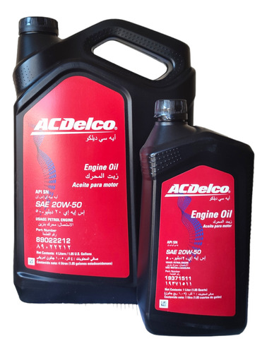 5 Lts Aceite 20w50 Acdelco Bencinero