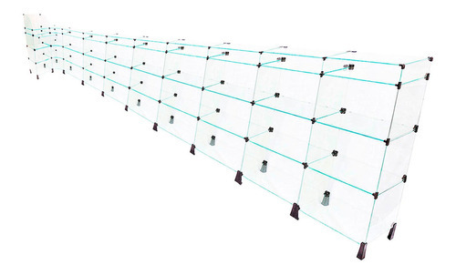 Balcão De Vidro Em L Com Caixa - 4,50 X 1,00 X 1,10 X 0,30m