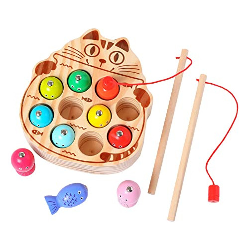 Montessori Juego De Pesca De Madera Magnética Niños P...