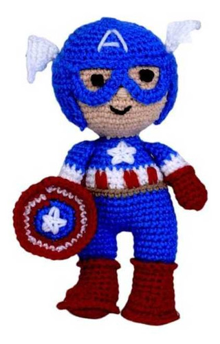 Capitán América Amigurumi Tejido Crochet Artesanal Original 