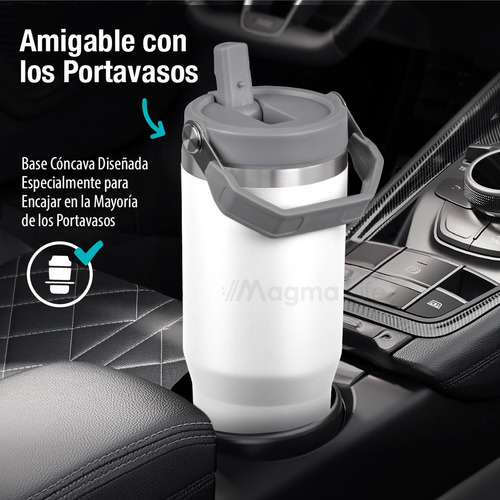 Magma Life Termo de Acero Inoxidable Premium de 890 ml (30 oz) Mantiene Bebidas Calientes o Frías, Duradero, A Prueba de Fugas, Ideal para Viajes, Oficina y Llevar en el Auto (Blanco)