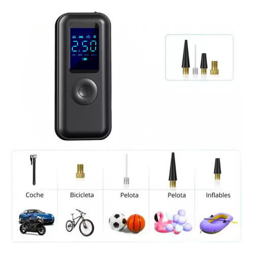Inflador Eléctrico Portátil Recargable Auto Moto Bicicleta