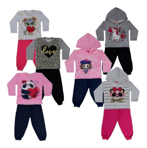 Kit 5 Conjunto Moletom Infantil Menina-menino Atacado 1/2/3
