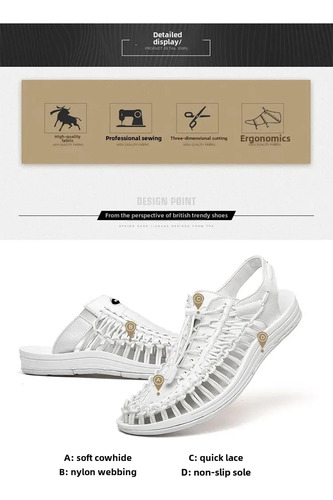 Sandalias De Playa Tejidas Para Hombre, Zapatos Casuales De