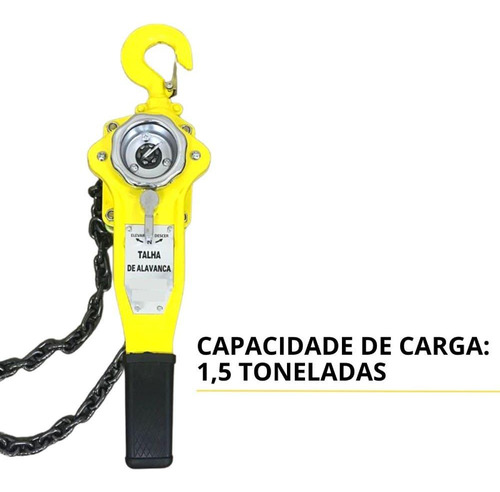 Talha De Alavanca 1,5 Toneladas Elevação De 1,5 Metros