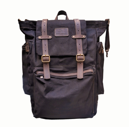 Imagen 3 de 5 de Mochila Fontana S R Lona Algodón Impermeabilizada Negro