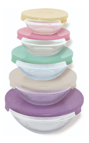 Set 5 Bowls Tapa Multicolor C/caja Carol - Mix Pastel