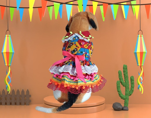 Roupa Roupinha Pet Vestido Festa Junina São João Tam 1