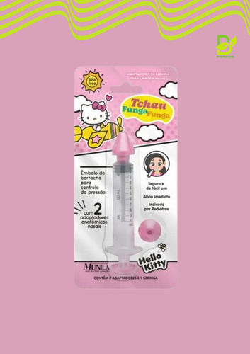 Seringa De Higiene Nasal Com Adaptadores E Êmbolo Rosa
