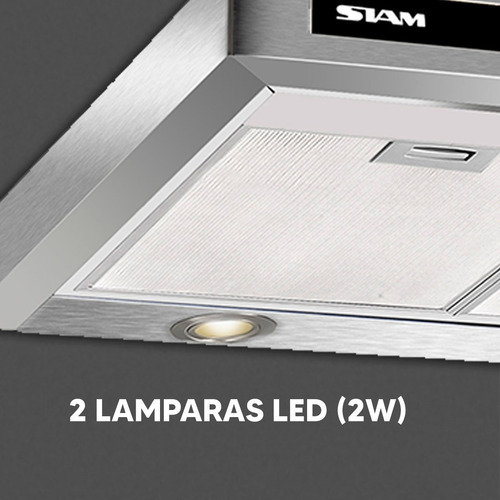 Campana Plana Siam Evolution Acero Inox 3 Niv Potencia Dimm