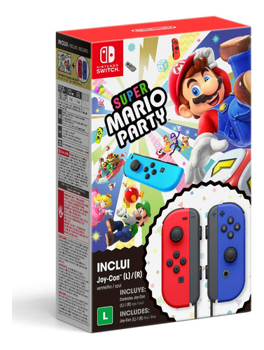 Joy-Con Super Mario Party Nintendo Controle Joystick Vermelho e Azul