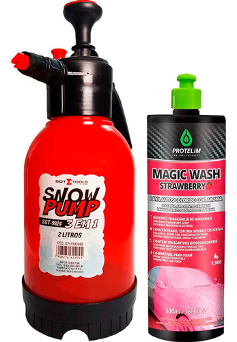 Pulverizador Snow Pump 2l Magic Wash Strawberry 500ml
