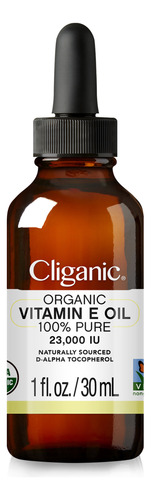 Aceite Orgánico De Vitamina E De Cliganic, 30 Ml, 100% Puro