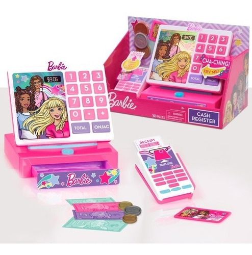 Caja Registradora De Barbiecon Sonidos, Dinero Ficticio Y Le