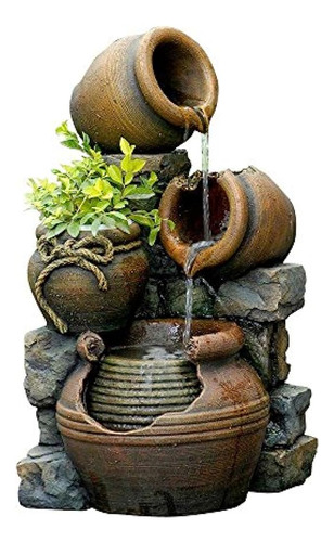 Fuente De Agua Al Aire Libre De Jeco Fcl055 Multi Pots Con L