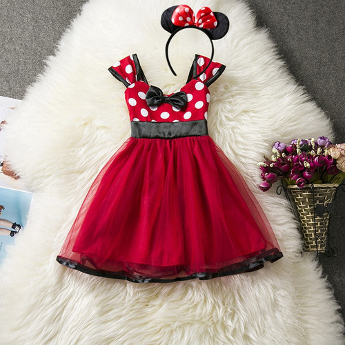 Vestido Mouse Minnie For Niña, Manga Corta, Princesa