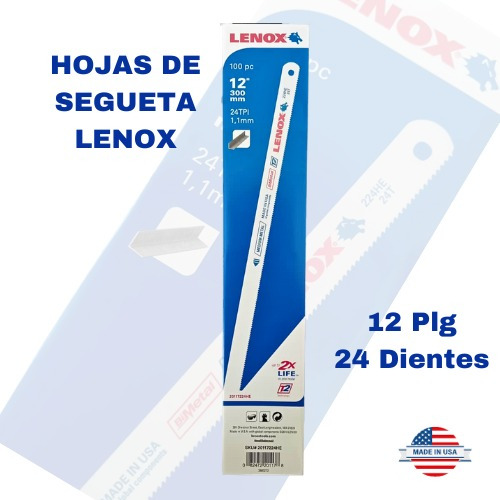Hoja De Segueta, Lenox, 12 PLG, 24 Dientes, 3 Piezas