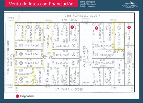 Oportunidad! Florisbelo Acosta Y 212. Lotes En Venta Con Anticipo Y Financiación