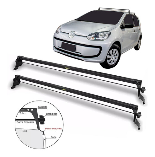 Rack Teto Aço Vw Up 2 E 4 Portas 2011 A 2020